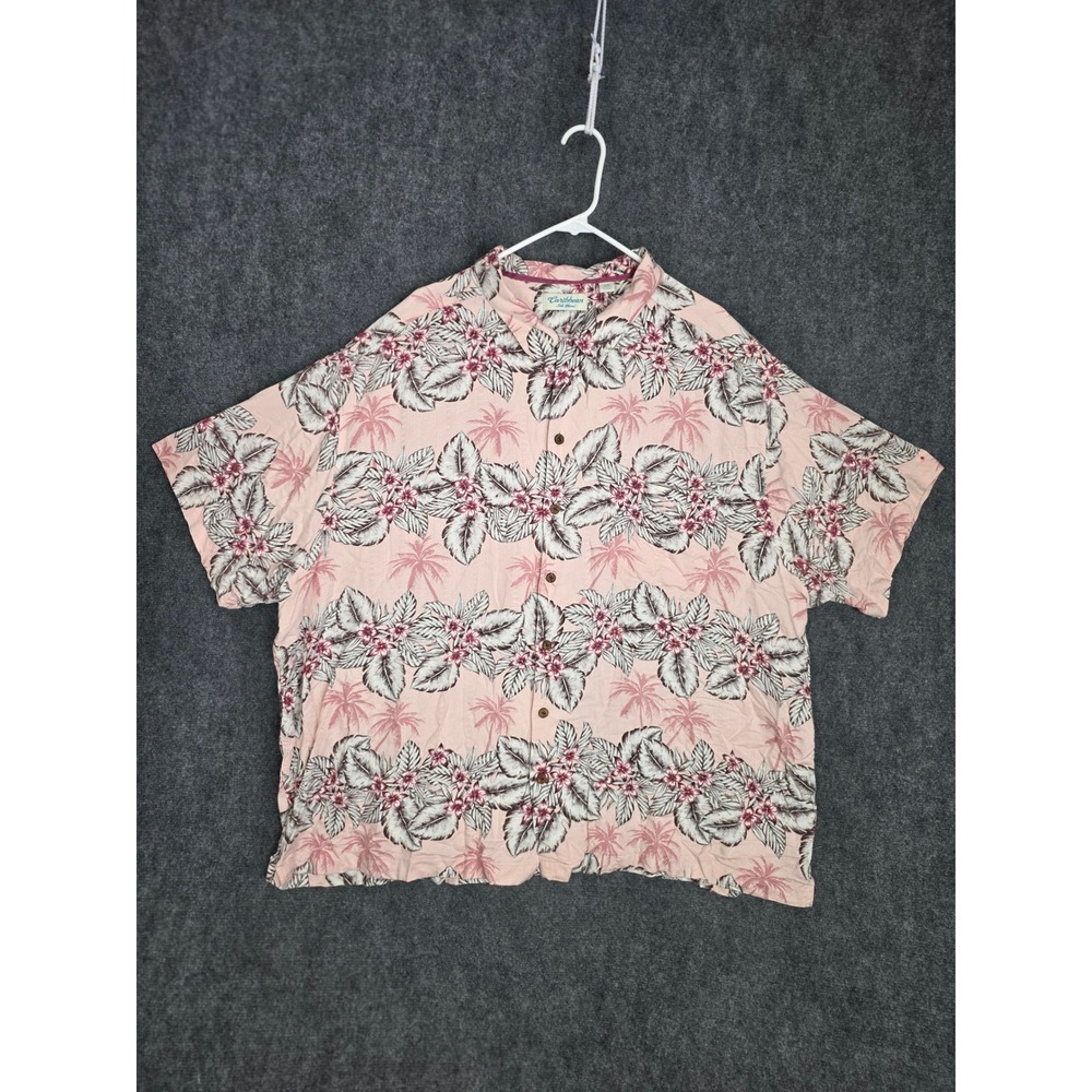 Caribbean Silk‎ Blend Tropical Floral Palm Tree Hawaiian Shirt Men's 4XB Travel